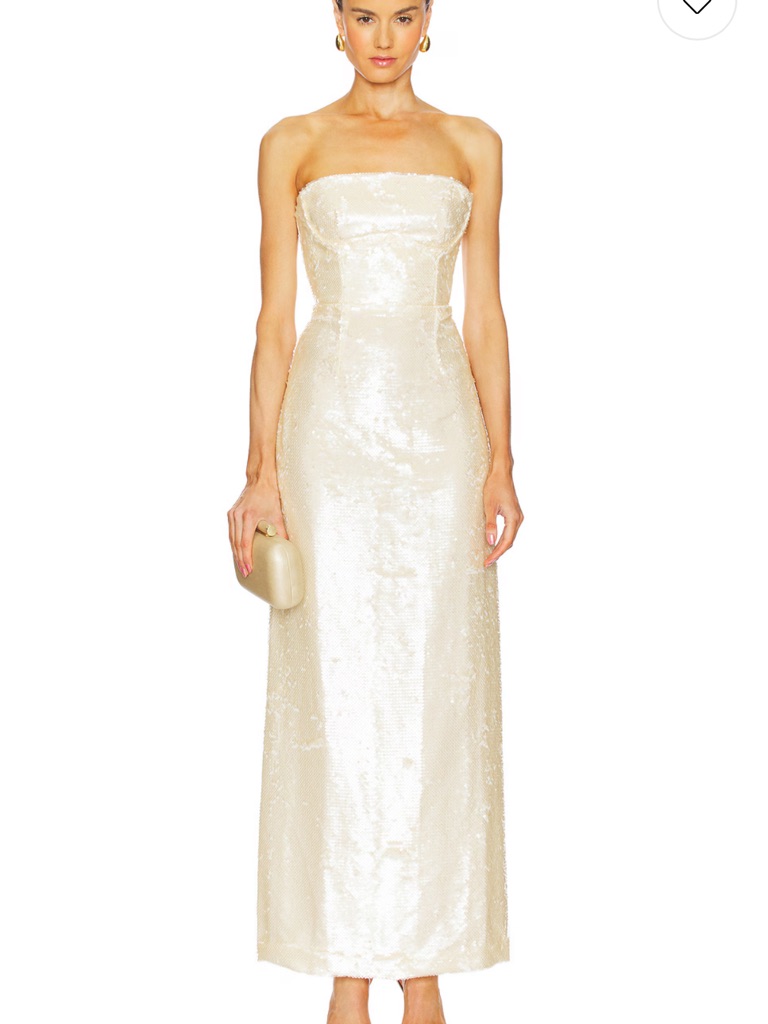 Strapless Sequin Column Gown In Ivory